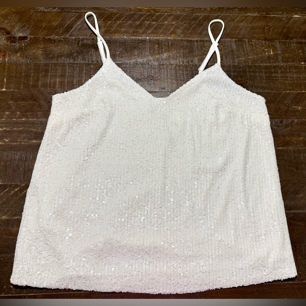 NWT Express Off White Sequin Cami Top Sz Medium